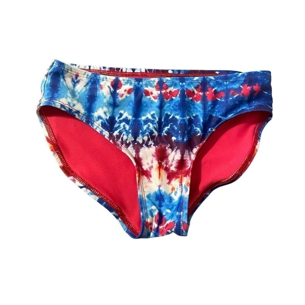 Girl’s patriotic tie dye red white & blue swim bottoms